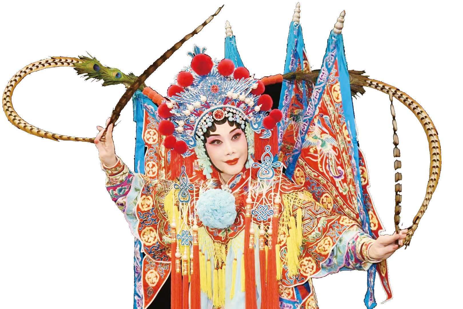 京剧电影《安国夫人》剧照：扎靠插翎的女将扮相（受访者供图）