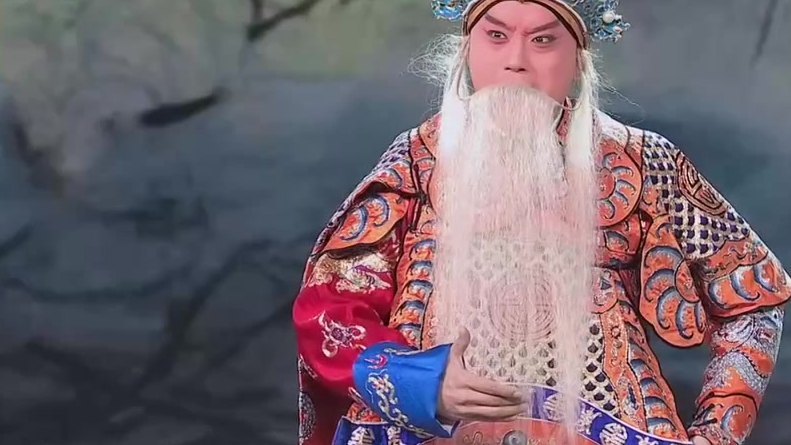 京剧《李陵碑》录像截帧:杨继业唱〔二黄〕「到如今只落得兵败荒郊」(表演:万琳)