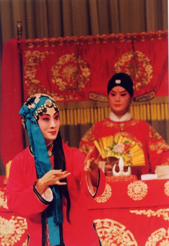 京剧《玉堂春》剧照:公堂会审,苏三与官员对答(国家京剧院官网剧目页所载)